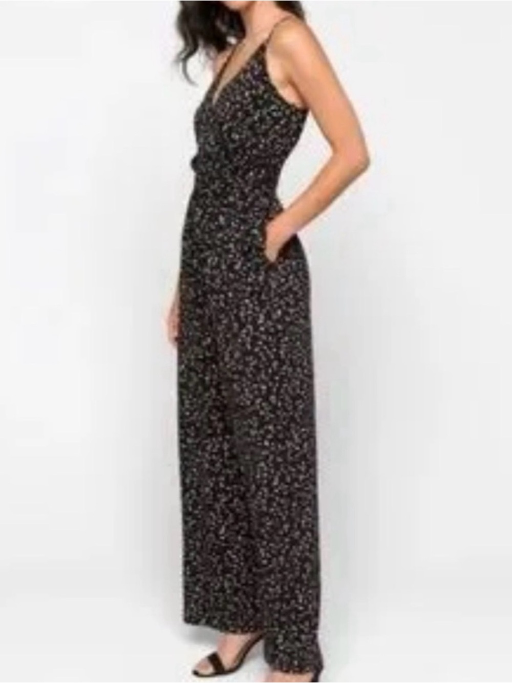 Greylin Anthropologie Leigh Pants Jumpsuit Size Small Black /Beige Waist Tie